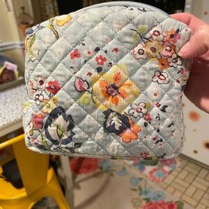 Vera Bradley Light Blue Quilted cosmetic bag..FLOATING GARDENS